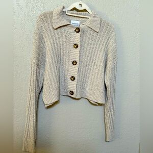 Tan button up cropped sweater